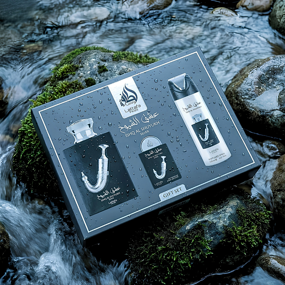 Lattafa Pride Ishq Al Shuyukh Silver Gift Set – Eau de Parfum & Body Spray